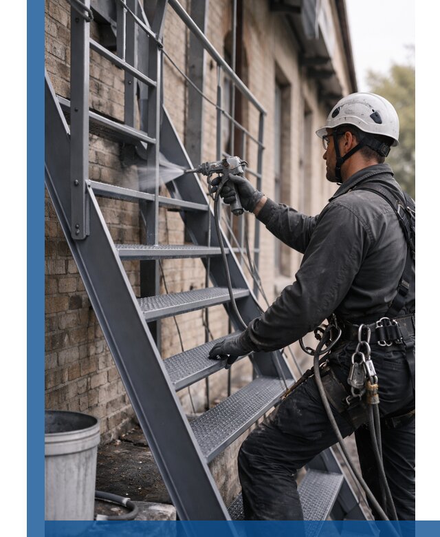 Покраска и антикоррозионная защита пожарных лестниц в Дивногорске