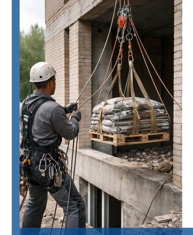Подъем материалов на этаж веревками в Дивногорске оперативно