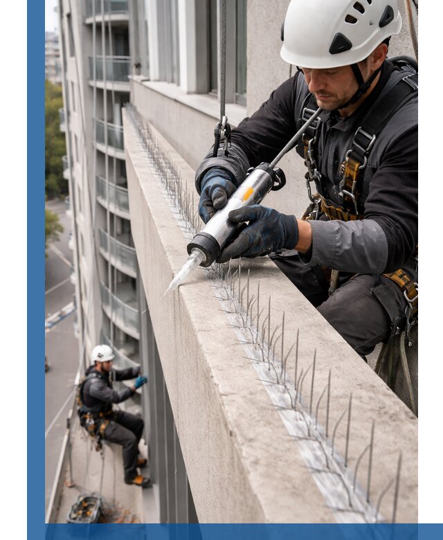 Установка шипов от птиц на фасадах и кровлях в Дивногорске